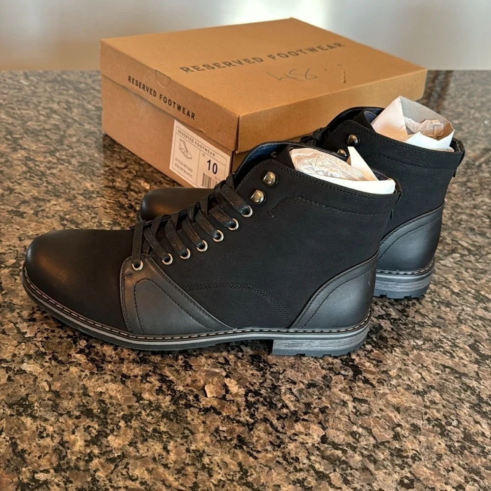 Reserved footwear black lace boot NIB 10